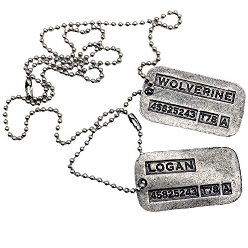 Wolverine - Etiquetas militares para perros de Logan – Películas de cosplay – Cadenas de acero inoxidable y silenciadores incluidos