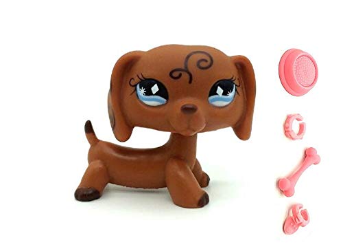 WooMax Pet Shop Toy LPSs Toy Lovely Dachshund Dog + Pink Sparkle Cat + Diamond Eyes Dachshund Dog con 4 Piezas de Repuesto Green Eyes Dog LPSs para ni?os ni?as Regalo para ni?os