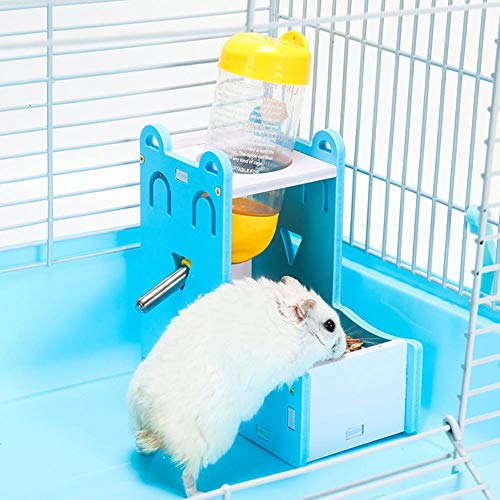 WPCASE Bebedero Hamster Bebedero Cobaya Jaula De Biberón para Mascotas Cuenco De Comida Cuenco para Beber Suministros De Alimentación Automática Hervidor De Cara Sonriente Set-Blue
