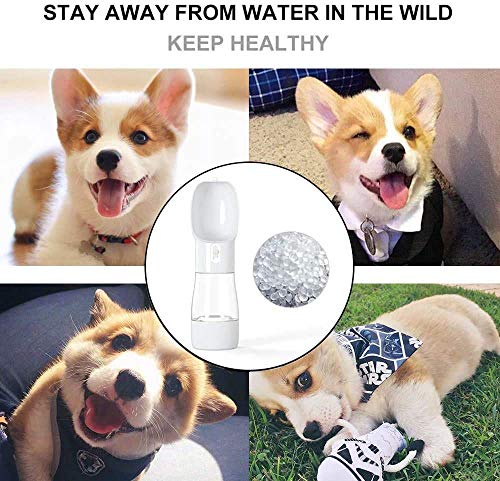 WR WPAIER 2 en 1 Botella de Agua para Perro Portatil, 258ml + 200ml Botella Portátil de Agua Potable para Mascotas al Aire Libre Gris