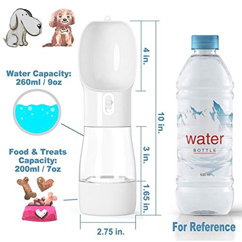 WR WPAIER 2 en 1 Botella de Agua para Perro Portatil, 258ml + 200ml Botella Portátil de Agua Potable para Mascotas al Aire Libre Gris