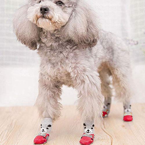 XCSM Calcetines Antideslizantes para Perros pequeños medianos y Grandes para Gatos Protectores para Las Patas protección para Dejar de lamer Antideslizantes Zapatos para Cachorros Gatos Perros Botas