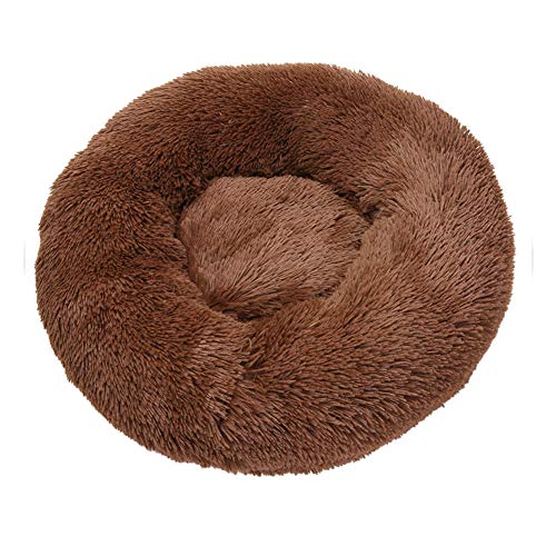 XGWML Cama para Mascotas con Forma de rosquilla de Felpa, sofá para Perros cálido Estilo Nido Circular para Gatos y Perros, Cama con cojín para Gatos (50cm,marrón)