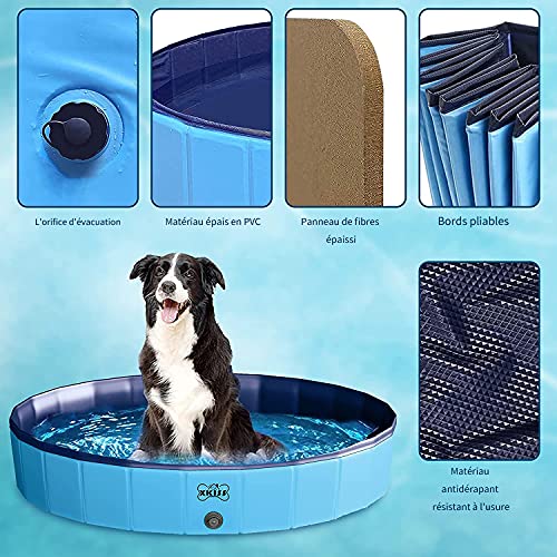 XKISS Piscina para perros plegable, bañera portátil para exteriores de PVC, adecuada para perros infantiles y otros animales