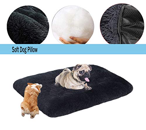 Xpnit Alfombrilla de colchón con funda con cremallera, suave y lavable, cojín para cama para mascotas para perros pequeños, medianos y grandes (XXL-120 x 90 x 10 cm, gris oscuro)