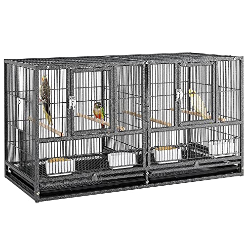 Yaheetech Jaula de Pájaros con Separador de Espacio 95,5 × 45,5 × 52,5 cm Jaula de Cría con Bandeja Jaula para Mascotas (Negro)