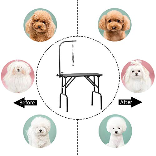 Yaheetech Mesa Peluquería para Perros Mesa Plegable de Aseo para Canina Mascota Gatos/Altura Regulable
