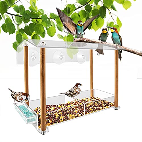 YAOLUU Comedero Exterior para Pájaros Ventana Clara Alimentador de Aves con ventosas Fuertes Birdhouses para Patio Exterior Decoración de jardín Alimentador de pájaros Colgantes para pájaros