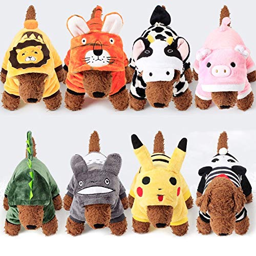 YDGG Disfraz de animal de dibujos animados para perros pequeños, gatos y gatos, mono cálido para mascotas, pijama (color: Pikachu, tamaño: L)