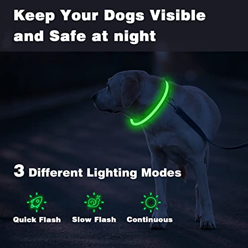 Yepnfro Collares Luminosos para Perros, Collar Led Perros con USB Recargable Super Brillante Collar luz Perro Intermitente 3 Modos para pequeños, medianos Grandes y Gatos