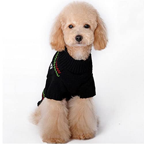 Yililay Decoración navideña y Ropa para Mascotas Perro de Navidad suéter Traje Rojo Nariz Reno Invierno para Peluche pequeño Perro Gato Negro l