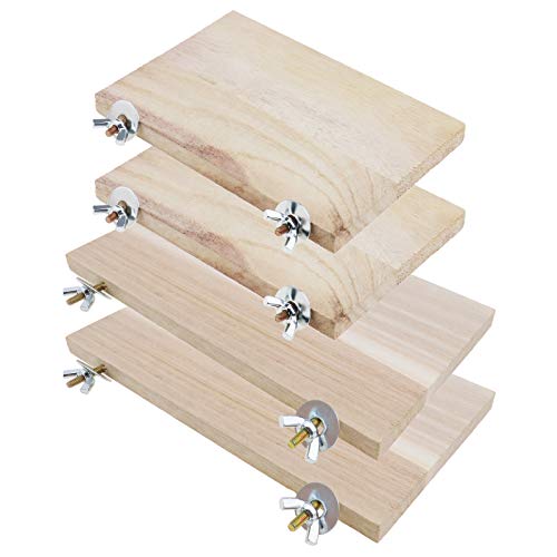 YINETTECH 4 x Hamster Chinchilla - Tableros de madera rectangulares para mascotas con arandela de tuerca de tornillo para animales pequeños