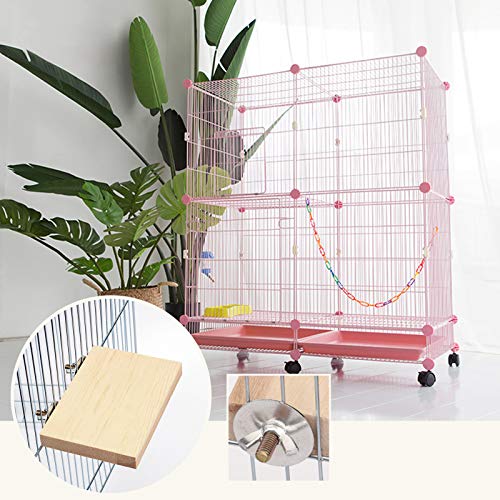 YINETTECH 4 x Hamster Chinchilla - Tableros de madera rectangulares para mascotas con arandela de tuerca de tornillo para animales pequeños