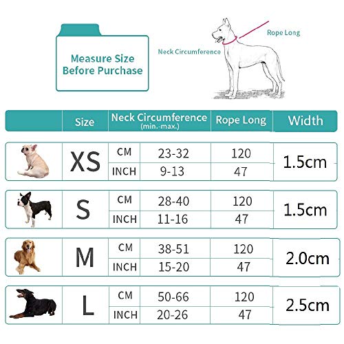 Yisatann Correas de adiestramiento caninas Correa de Nylon para Perros Collares Reflectantes para Perros de Color Rojo Cuerda de Plomo Ajustable-XS