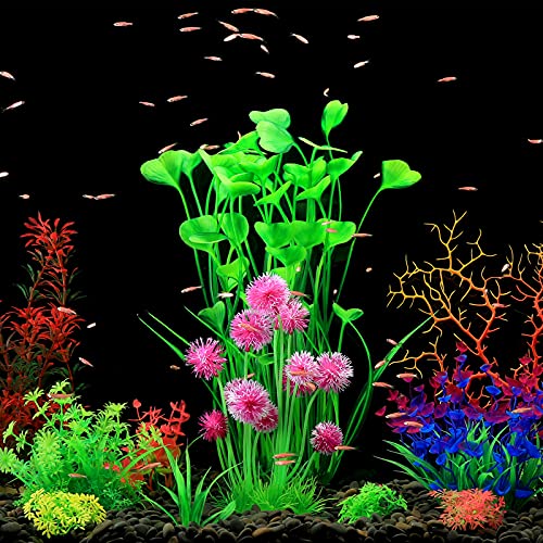 YMHPRIDE 22 Plantas de plástico para acuarios, Plantas de Acuario vívidas, Decoraciones para acuarios, Plantas acuáticas Falsas realistas, decoración de acuarios Segura para Todos los Peces