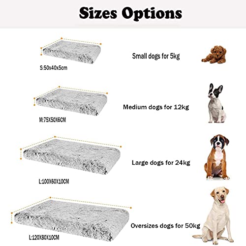 Yoole EU Cama de perro mullido colchón para perro, cama grande antiansiedad calmante para mascotas, antideslizante desmontable para perros pequeños, medianos y grandes, gatos (75 x 50 x 6 cm, café)