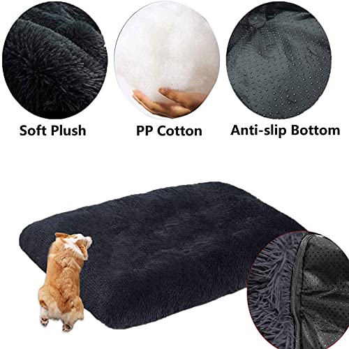 Yoole EU Cama grande para perro de piel sintética calmante cajón colchón extraíble lavable cama mullida sofá cama para perro grande mediano pequeño gato cachorro (110 x 80 x 10 cm, gris oscuro)