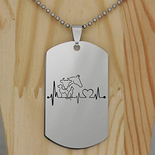 YUANYUAN520 El Latido del corazón del Collar de la Vaca de Caballo del Gato de Acero Inoxidable Divertido Creativo Colgante Animal del Collar de Perro Joyería (Metal Color : Keychain)