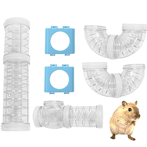 YUEMA Kit de tubos y túnel para hámsters con 2 placas de conexión, juguete de adventura para hámsters, ratas, chinchillas, jaula y accesorios para ampliar espacio (blanco)