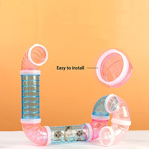 YUEMA Kit de tubos y túnel para hámsters con 2 placas de conexión, juguete de adventura para hámsters, ratas, chinchillas, jaula y accesorios para ampliar espacio (rosa)