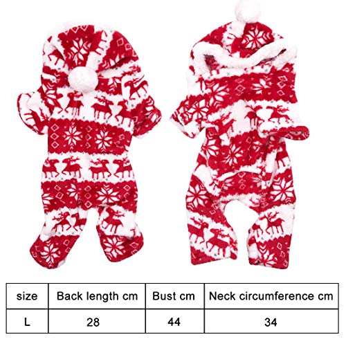 YUESEN Pet Dress Up Perro Disfraz de Patrón de Renos Felpa Suéter para Mascota Suave Sudadera Navidad Ropa Abrigo de Perro Mediano y Grande(L,Rojo)