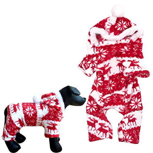 YUESEN Pet Dress Up Perro Disfraz de Patrón de Renos Felpa Suéter para Mascota Suave Sudadera Navidad Ropa Abrigo de Perro Mediano y Grande(L,Rojo)