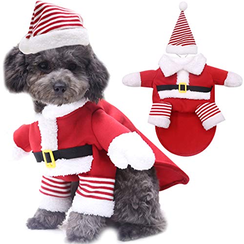 YUESEN Ropa Mascotas Navidad Ropa Mascotas Lindo Santa Claus Divertido Disfraz para Fiestas Manténgase Caliente Invierno Traje Perro Adecuado para Perros Medianos y Grandes XL