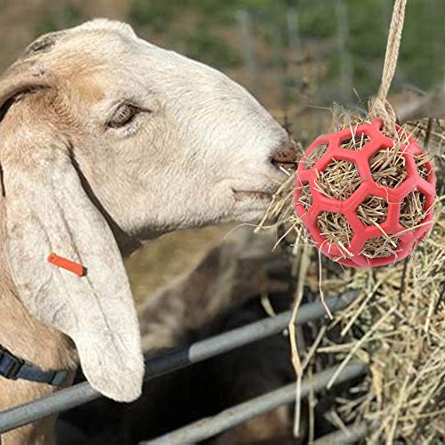 YUYUSO Alimentador de cabra bola de juguete de heno alimentador de bola colgante juguete de alimentación para cabras ovejas headbutting pluma resto