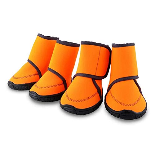 Z-Y Protectores patas botas Invierno caliente del animal doméstico de la nieve botas de agua zapatos antideslizantes de protección Botas de goma botas de lluvia Naranja Pequeñas #Z (Size : XXS)