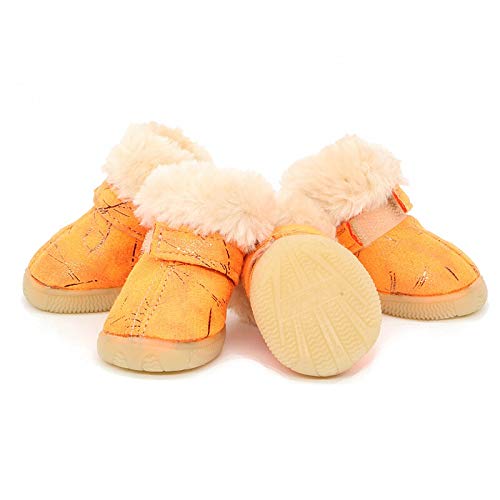 Z-Y Protectores patas botas Zapatos del perro invierno gruesa piel de perro pequeño nieve Botas caniche zapatos caliente antideslizantes Botas animal doméstico del peluche #Z