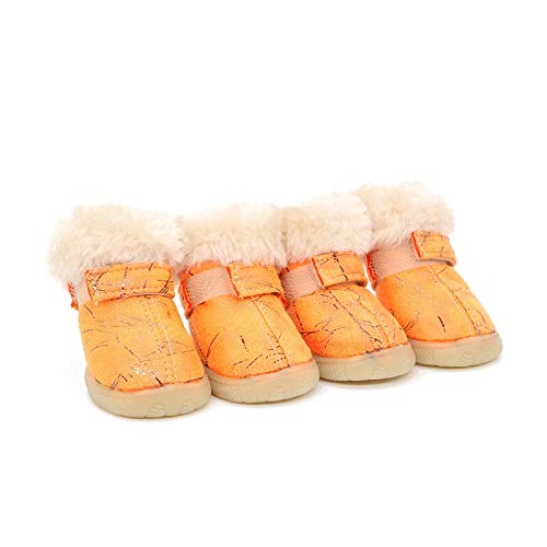 Z-Y Protectores patas botas Zapatos del perro invierno gruesa piel de perro pequeño nieve Botas caniche zapatos caliente antideslizantes Botas animal doméstico del peluche #Z