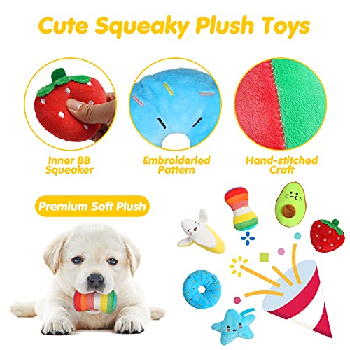Zeaxuie Paquete de 16 juguetes para cachorros de lujo para dentición de perros pequeños, juguetes para perros pequeños con felpa Squeaky Dog Toys y cuerdas, juguetes masticables para cachorros