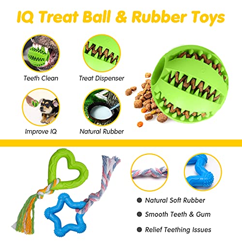 Zeaxuie Paquete de 16 juguetes para cachorros de lujo para dentición de perros pequeños, juguetes para perros pequeños con felpa Squeaky Dog Toys y cuerdas, juguetes masticables para cachorros