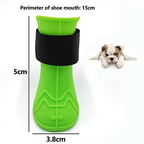 Zebbyee 4 Botas de Lluvia para Perros, Zapatos de Silicona Antideslizantes Impermeables para Mascotas, Botas de Lluvia Protectoras para Perros, Talla L (Verde)