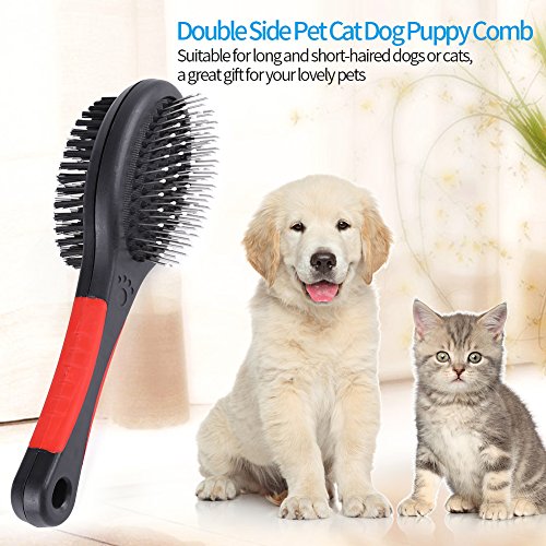 Zerodis- Peine para Mascotas, 2 tamaños Peine de Doble Cara para Mascotas Gato para Perros Peine para Cachorros Cepillo de Limpieza para Eliminar el Pelo(L)