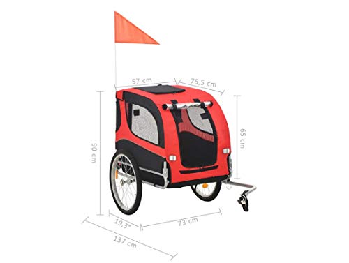 Zerone- Remolque de bicicleta de perro, remolque de bicicleta con enganche para vehículos con reflectores banderas y ventanas transpirables para mascotas