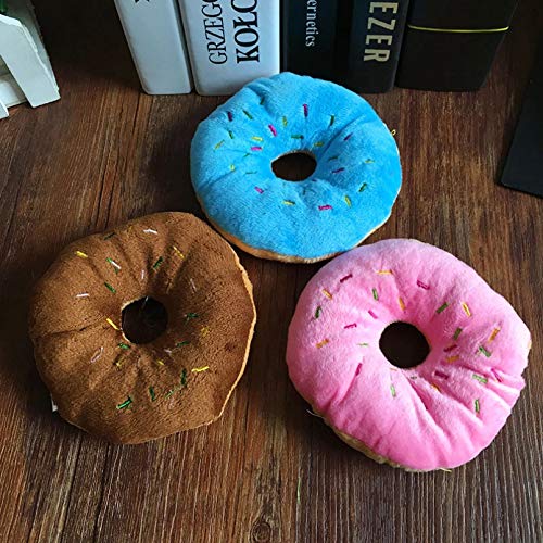 ZHAJIAN 3 Piezas 13Cm Sightly Pet Chew Cotton Donut Play Toys Lovely Pet Dog Puppy Cat Tugging Chew Squeaker Quack Sound Toy Chew Donut Play Toys