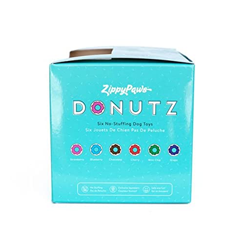 ZippyPaws - Mini Donutz Squeaky Plush Dog Toys - Caja de regalo, 6 unidades