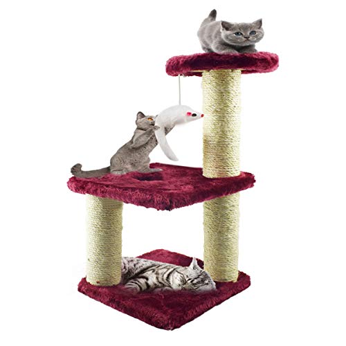 Zubita Árbol Escalador, Tres Capas Rascadores para Gatos Arañazo Gatos Juguetes para Sisal Natural, Gato Centro de Actividad para Que se Relajen y Duerman