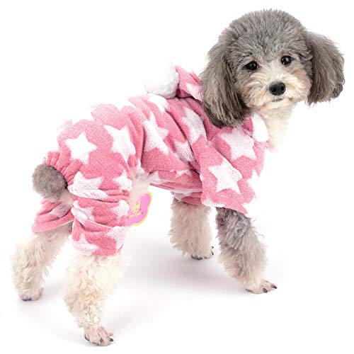 ZUNEA Pijama para Perro Pequeño Abrigo con Capucha Forro Polar Cachorros Niñas Niños Rope de Invierno Cálido Pijamas de Algodón Suave Ropa General para Mascotas Perros Gato Chihuahua Rosa M