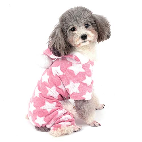 ZUNEA Pijama para Perro Pequeño Abrigo con Capucha Forro Polar Cachorros Niñas Niños Rope de Invierno Cálido Pijamas de Algodón Suave Ropa General para Mascotas Perros Gato Chihuahua Rosa M
