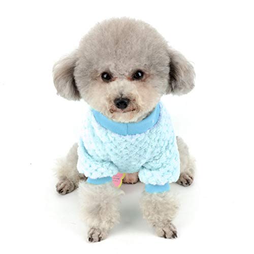 ZUNEA Suéter para Perros Pequeños Invierno Cálido Abrigo Jersey Forro Polar Muy Suave Ropa Mascotas Cachorros Clima Frío Ropa para Gatos Chihuahua Perro Niños Niñas Azul S