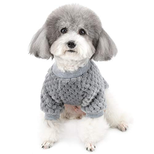 ZUNEA Suéter para Perros Pequeños Invierno Cálido Abrigo Jersey Forro Polar Muy Suave Ropa Mascotas Cachorros Clima Frío Ropa para Gatos Chihuahua Perro Niños Niñas Gris S