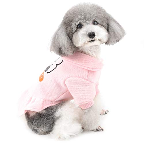 Zunea Vestido de perro pequeño invierno caliente ropa de cachorro Jumper suave algodón ropa de punto Pet Girl suéter perrito falda clima frío ropa trajes para Chihuahua rosa S