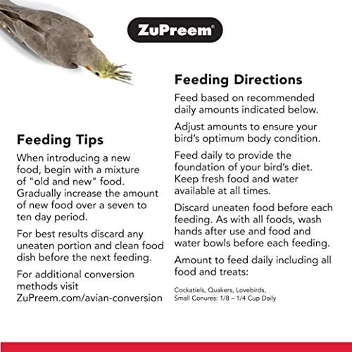 Zupreem - Alimento para Aves Natural | Pienso Agapornis y Ninfas - 1,1 kg