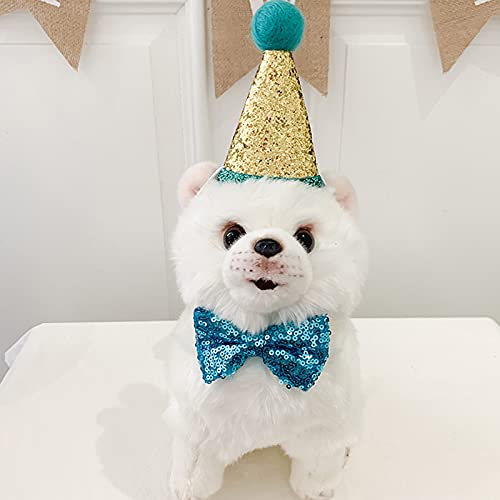 1 Juego Gorro de Fiesta Azul para Perro, Sombrero de Cumpleaños para Mascotas Lentejuelas, para Fiesta de Mascotas, Fiesta Temática, Regalo de Cumpleaños de Perro Gato