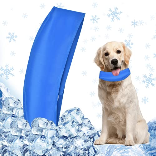 1 Pieza Collar Refrigerante, Collar Enfriamiento Perro, Bandana Refrescante para Perros/Gatos, Mantiene a Las Mascotas Frescas, Ajustable, Azul - S