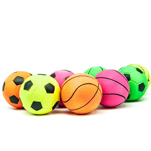 16 x 6 cm, bolas de goma brillantes para perros, esponjas, juguetes flotantes para perros, juguetes para aburrimiento, deportes, tenis, baloncesto, pelotas rodantes para perros (brillantes, 16 bolas)