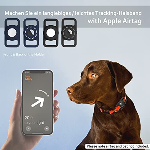 2 bolsas para collar de perro Airtag con clip para montar mascotas dispositivo de rastreo GPS elástico ligero impermeable para llevar cosas de perro gato negro + azul / pequeño