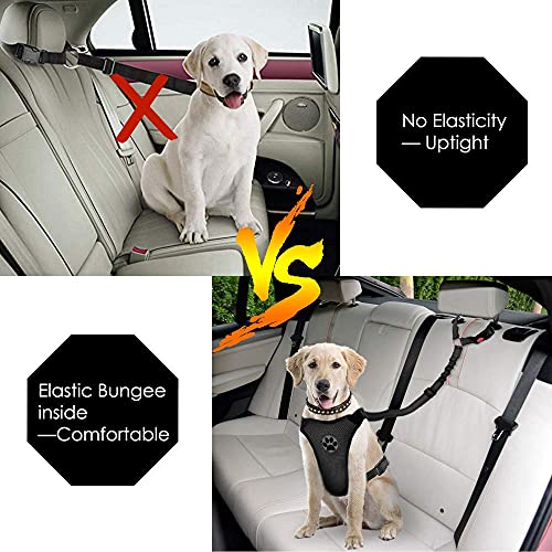 2 correas de seguridad para perros y gatos, correas de seguridad ajustables para el reposacabezas del coche, cinturón de seguridad ajustable para cachorro, tela de nailon elástica negra